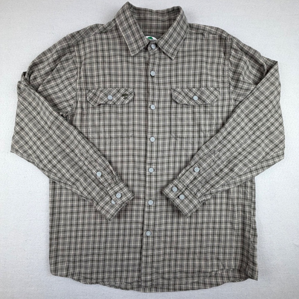 Arborwear Russell Mens Large Grey Plaid Long Sleeve Button Flannel 205545
